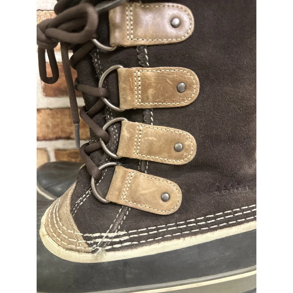 Sorel Joan of Arctic Waterproof Winter Boots Brown Suede Fur NL1540-248 Size 8